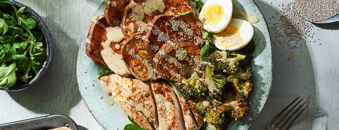 Süßkartoffel Hähnchen Bowl Rezept